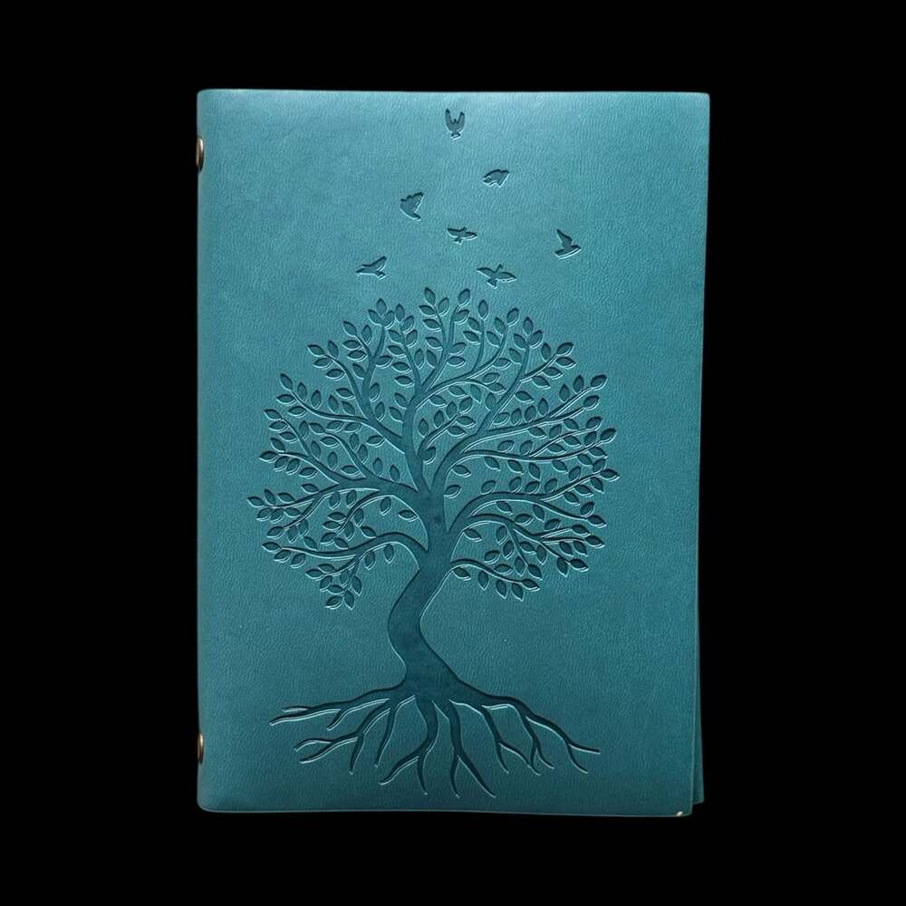 A5 Tree of Life Embossed Teal PU Leather Refillable 6-Ring Binder Journal - Picture 2 of 5